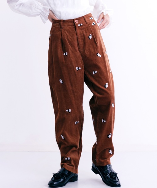 MERLOT（メルロー）の「うしろからパンダ刺繍パンツ2425（その他パンツ・レディース・ネイビー/キャメル・FREE）」の2枚目の写真