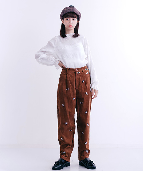 MERLOT（メルロー）の「うしろからパンダ刺繍パンツ2425（その他パンツ・レディース・ネイビー/キャメル・FREE）」の6枚目の写真