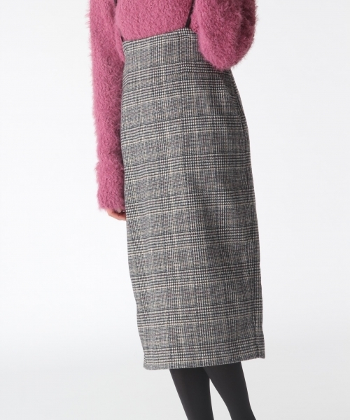 mysty woman(ミスティウーマン)の「【チェック柄/ヘリンボーン】サスペンダー付タイトスカート(スカート・レディース・グレー/ライトブラウン/モカ/マスタード・FREE)」の2枚目の写真