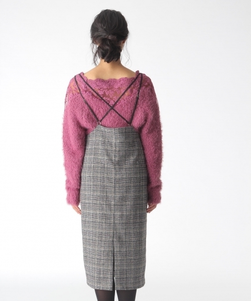 mysty woman(ミスティウーマン)の「【チェック柄/ヘリンボーン】サスペンダー付タイトスカート(スカート・レディース・グレー/ライトブラウン/モカ/マスタード・FREE)」の18枚目の写真