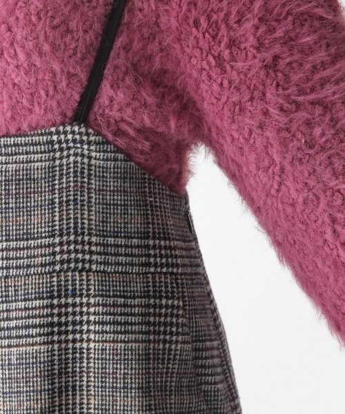 mysty woman(ミスティウーマン)の「【チェック柄/ヘリンボーン】サスペンダー付タイトスカート(スカート・レディース・グレー/ライトブラウン/モカ/マスタード・FREE)」の13枚目の写真