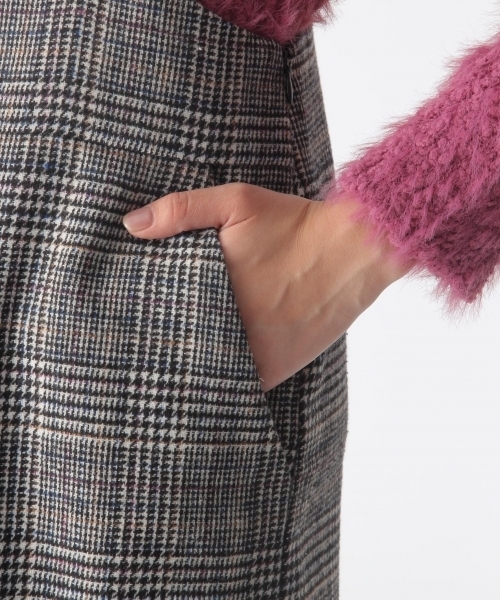 mysty woman(ミスティウーマン)の「【チェック柄/ヘリンボーン】サスペンダー付タイトスカート(スカート・レディース・グレー/ライトブラウン/モカ/マスタード・FREE)」の17枚目の写真