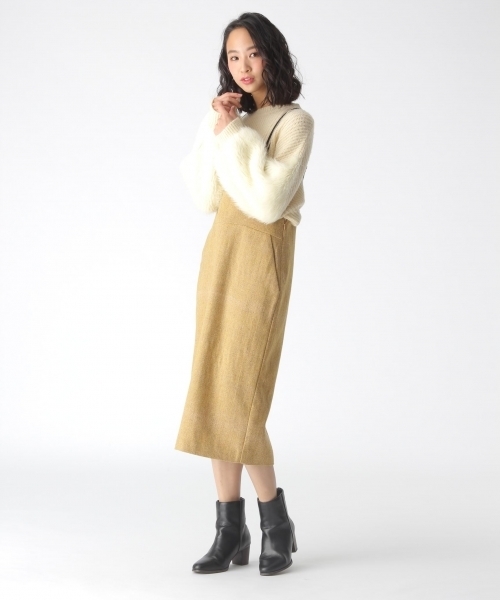 mysty woman(ミスティウーマン)の「【チェック柄/ヘリンボーン】サスペンダー付タイトスカート(スカート・レディース・グレー/ライトブラウン/モカ/マスタード・FREE)」の15枚目の写真