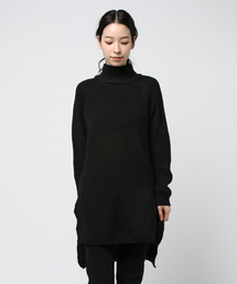 ざっくり感が大人可愛い冬ニット！裾スリット入り★ハイネックチュニックニットトップス/レディースセーター/長袖[C3066]神戸レタス