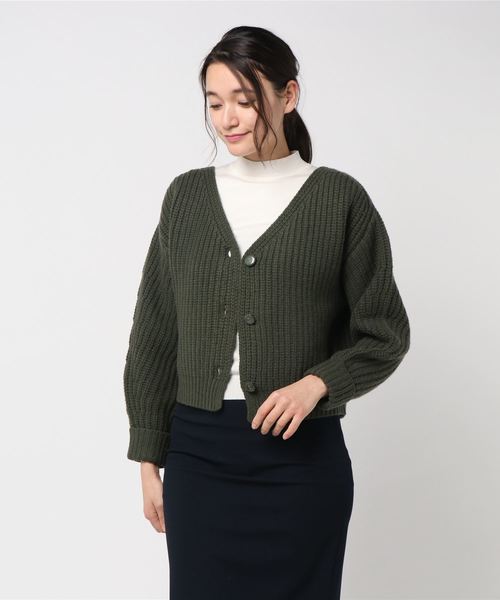 SLOBE IENA（スローブイエナ）の「カシミヤ混 畦ショートカーディガン◆（カーディガン/ボレロ・レディース・ホワイト/カーキ/ピンク・FREE）」の19枚目の写真