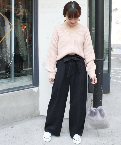 SLOBE IENA（スローブイエナ）の「カシミヤ混 畦ショートカーディガン◆（カーディガン/ボレロ・レディース・ホワイト/カーキ/ピンク・FREE）」の8枚目の写真