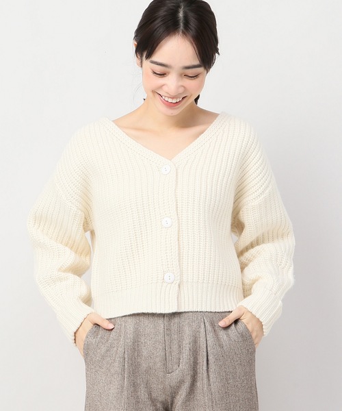 SLOBE IENA（スローブイエナ）の「カシミヤ混 畦ショートカーディガン◆（カーディガン/ボレロ・レディース・ホワイト/カーキ/ピンク・FREE）」の13枚目の写真