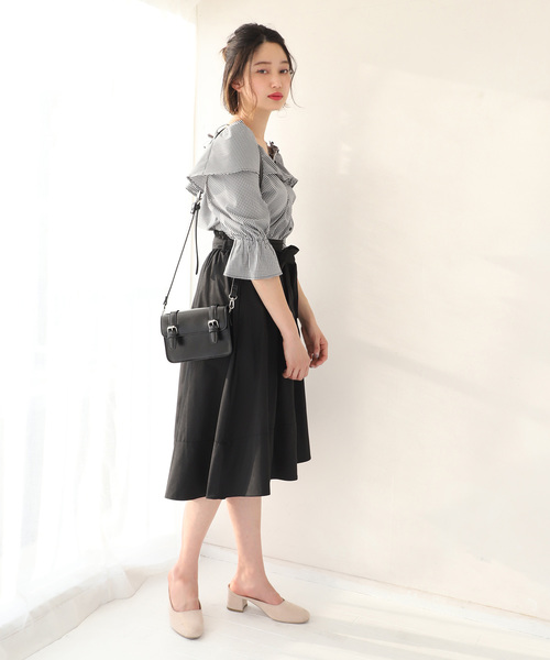 one after another NICE CLAUP(ワンアフターアナザーナイスクラップ)の「フリル2wayブラウス(シャツ/ブラウス・レディース・オフホワイト/ブラック/ラベンダー/チェック・FREE)」の20枚目の写真