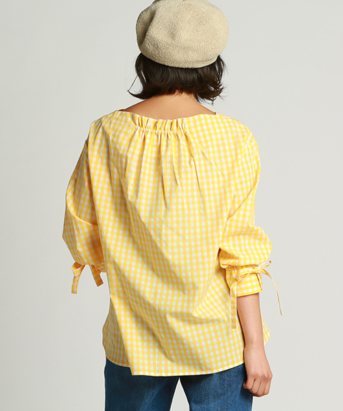 LIPSTAR（リップスター）の「ギンガムチェックボリューム袖ブラウス（シャツ/ブラウス・レディース・オフホワイト/ブラック系その他/パープル系その他/イエロー系その他・M）」の9枚目の写真