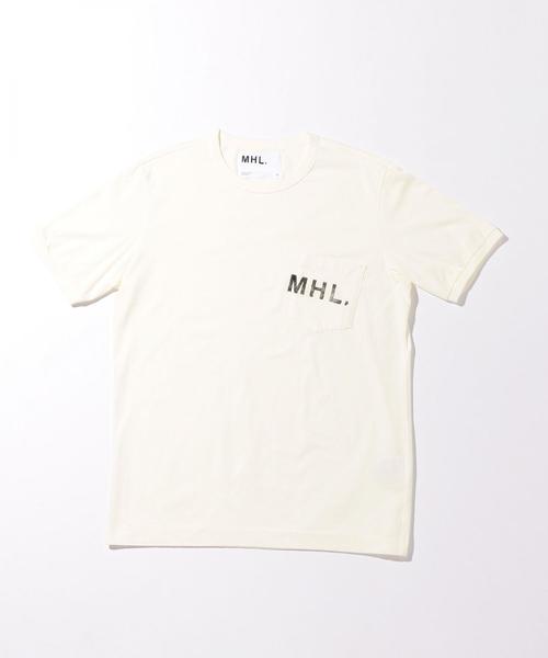 MHL.（エムエイチエル）の「＜MHL.＞ 1POCKET LOGO TEE/Tシャツ о（Tシャツ/カットソー・メンズ・ホワイト/ベージュ/ダークグレー・LARGE/SMALL/X-LARGE/MEDIUM）」の2枚目の写真