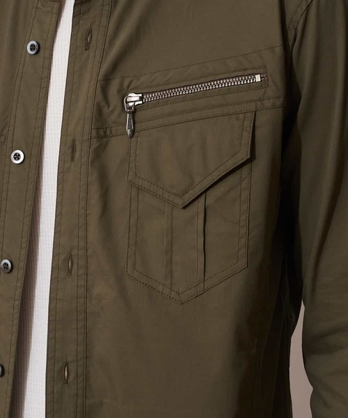 MK MICHEL KLEIN HOMME （エムケーミッシェルクランオム）の「七分ミリタリーシャツ ＜TC / タイプライター＞（ブルゾン・メンズ・ベージュ/ネイビー/カーキ・46/48/51）」の11枚目の写真