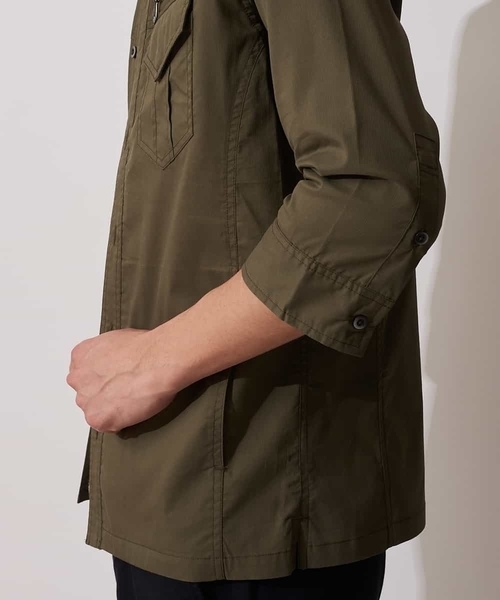 MK MICHEL KLEIN HOMME （エムケーミッシェルクランオム）の「七分ミリタリーシャツ ＜TC / タイプライター＞（ブルゾン・メンズ・ベージュ/ネイビー/カーキ・46/48/51）」の13枚目の写真