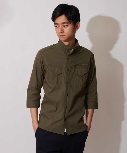 MK MICHEL KLEIN HOMME （エムケーミッシェルクランオム）の「七分ミリタリーシャツ ＜TC / タイプライター＞（ブルゾン・メンズ・ベージュ/ネイビー/カーキ・46/48/51）」の15枚目の写真