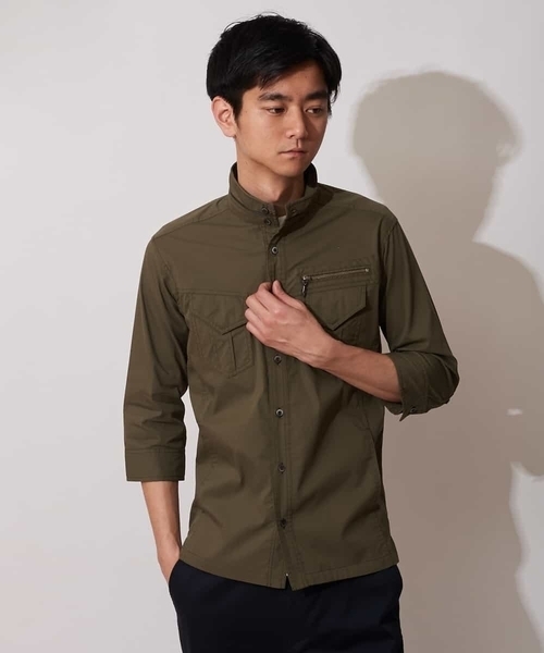 MK MICHEL KLEIN HOMME （エムケーミッシェルクランオム）の「七分ミリタリーシャツ ＜TC / タイプライター＞（ブルゾン・メンズ・ベージュ/ネイビー/カーキ・46/48/51）」の16枚目の写真