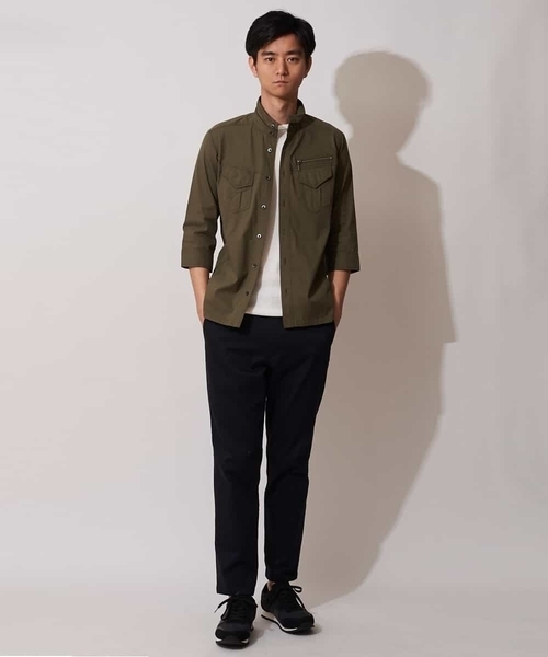 MK MICHEL KLEIN HOMME （エムケーミッシェルクランオム）の「七分ミリタリーシャツ ＜TC / タイプライター＞（ブルゾン・メンズ・ベージュ/ネイビー/カーキ・46/48/51）」の17枚目の写真