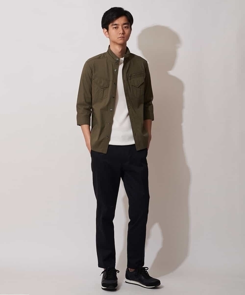 MK MICHEL KLEIN HOMME （エムケーミッシェルクランオム）の「七分ミリタリーシャツ ＜TC / タイプライター＞（ブルゾン・メンズ・ベージュ/ネイビー/カーキ・46/48/51）」の18枚目の写真