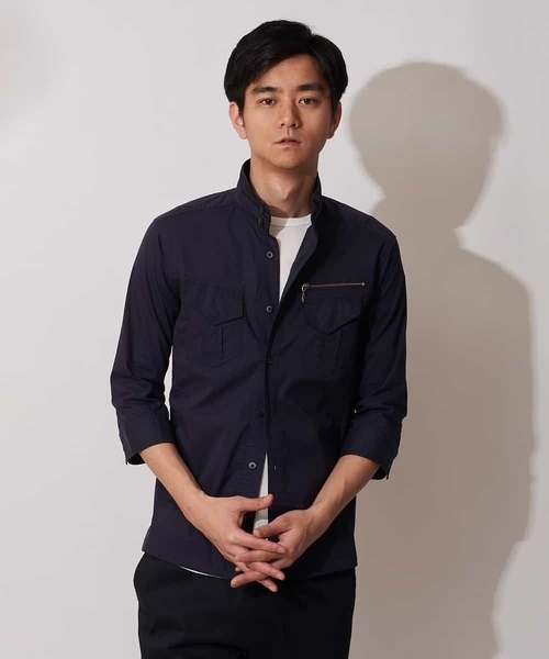 MK MICHEL KLEIN HOMME （エムケーミッシェルクランオム）の「七分ミリタリーシャツ ＜TC / タイプライター＞（ブルゾン・メンズ・ベージュ/ネイビー/カーキ・46/48/51）」の19枚目の写真