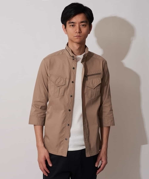 MK MICHEL KLEIN HOMME （エムケーミッシェルクランオム）の「七分ミリタリーシャツ ＜TC / タイプライター＞（ブルゾン・メンズ・ベージュ/ネイビー/カーキ・46/48/51）」の21枚目の写真