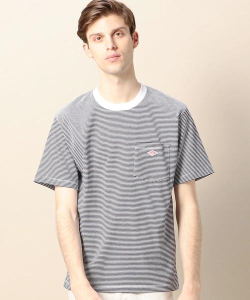 DANTON(ダントン)の「<DANTON(ダントン)> BORDER LOGO TEE/Tシャツ(Tシャツ/カットソー・メンズ・ライトグレー/ロイヤルブルー/ネイビー・40/38)」の3枚目の写真