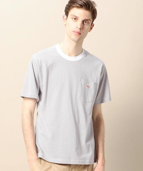 DANTON(ダントン)の「<DANTON(ダントン)> BORDER LOGO TEE/Tシャツ(Tシャツ/カットソー・メンズ・ライトグレー/ロイヤルブルー/ネイビー・40/38)」の2枚目の写真