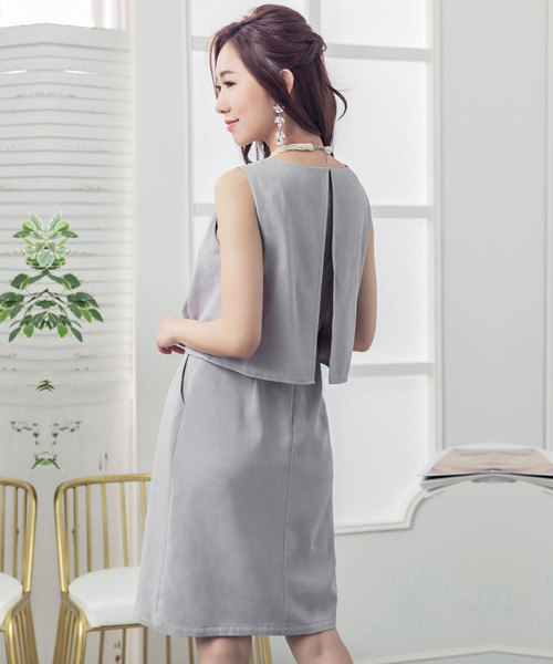 DRESS STAR(ドレス スター)の「バックスリットレースノースリーブワンピースパーティードレス(ドレス・レディース・グレー/ネイビー/ブラック・XXL/XL/L/M/S)」の7枚目の写真