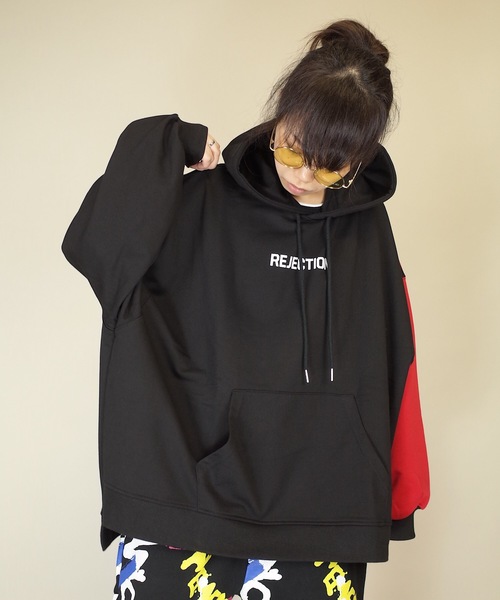 rovtski(ロフトスキー)の「rovtski 【ビッグシルエット】裏毛 プリント BIG PARKA F(パーカー・レディース・ホワイト/ブラック/グリーン・FREE)」の18枚目の写真