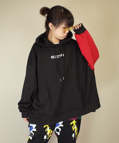 rovtski(ロフトスキー)の「rovtski 【ビッグシルエット】裏毛 プリント BIG PARKA F(パーカー・レディース・ホワイト/ブラック/グリーン・FREE)」の20枚目の写真