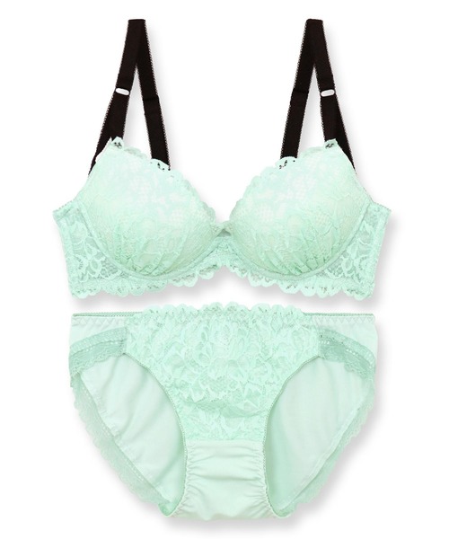 fran de lingerie(フランデランジェリー)の「ブラ&ショーツセット レース まんまる美胸 盛胸バストメイク franのレーシークィーン(ブラ&ショーツ・レディース・ブラック/ブルーグリーン/ワイン/ホワイト/ローズ/ネイビー/サックスブルー/ミント/レッド/ブルー/オレンジ/クリアブラック/グレー/ターコイズブルー/ラベンダー/レッド系その他/イエロー/ブルーパープル/ライトピンク/オレンジ系その他6/グリーン/ベージュ/カーキ/チャコールグレー/ボルドー/パープル/ピンク/バイオレット/ワインレッド/ブルー系その他3/ブルー系その他4/パープル系その他2/レッド系その他2・B65/B70/C70/D70/B75/C65/C75/D65/D75/E65/E70/E75/F65/F70/F75/G65/G70/G75/E80/G80/F80/D80/A65/A70/A75)」の9枚目の写真