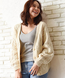 Luz Llena | ケーブル編みボタン付ショートカーデ(カーディガン/ボレロ)