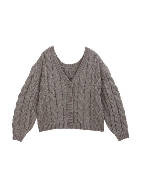 Luz Llena(ラズレナ)の「ケーブル編みボタン付ショートカーデ(カーディガン/ボレロ・レディース・チャコールグレー/ベージュ/パープル/アイボリー・MEDIUM)」の8枚目の写真
