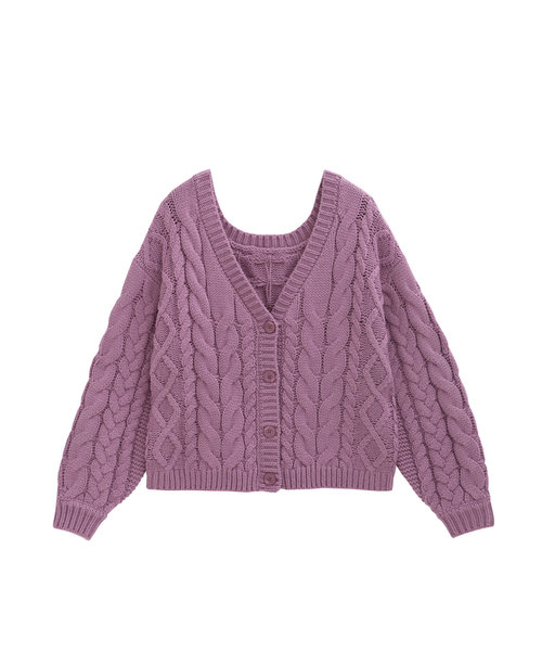 Luz Llena(ラズレナ)の「ケーブル編みボタン付ショートカーデ(カーディガン/ボレロ・レディース・チャコールグレー/ベージュ/パープル/アイボリー・MEDIUM)」の11枚目の写真