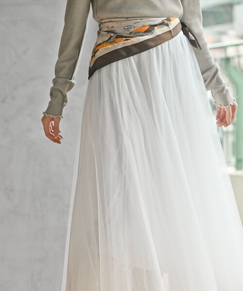 rps(アールピーエス)の「スーパーフレアーチュールスカート(スカート・レディース・ブラック/ベージュ系その他/ライトグレー/ラベンダー/オフホワイト/ブラウン/ピンク/ブルー/ミント/シルバーグレー/チャコールグレー/ピンクベージュ/ダークグリーン/ボルドー・M/フリー)」の18枚目の写真