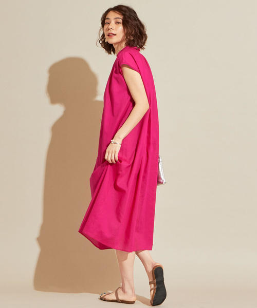 極美品●UNITED ARROWS ギャザー フレンチスリーブ ワンピース BEAUTY&YOUTH UNITED ARROWS（ビューティーアンドユース