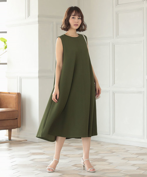 KOBE LETTUCE（コウベレタス）の「サーマル素材ノースリーブカットフレアワンピース（ワンピース・レディース・オフホワイト/ベージュ/ピンク/オレンジ/カーキ/ブラウン/ブラック・FREE）」の5枚目の写真