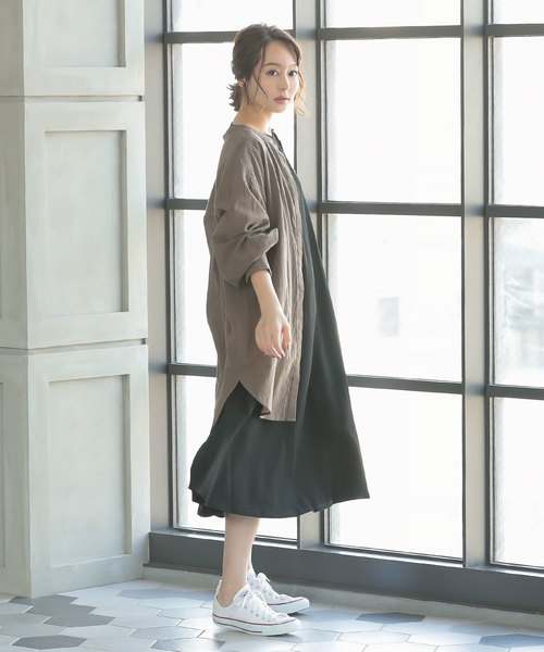 KOBE LETTUCE（コウベレタス）の「サーマル素材ノースリーブカットフレアワンピース（ワンピース・レディース・オフホワイト/ベージュ/ピンク/オレンジ/カーキ/ブラウン/ブラック・FREE）」の18枚目の写真