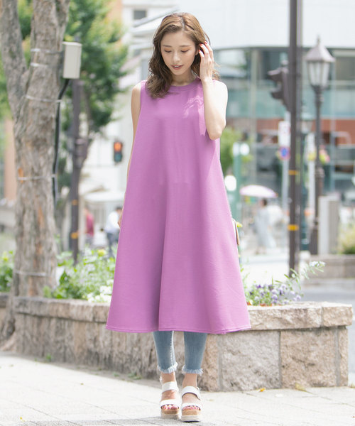 KOBE LETTUCE（コウベレタス）の「サーマル素材ノースリーブカットフレアワンピース（ワンピース・レディース・オフホワイト/ベージュ/ピンク/オレンジ/カーキ/ブラウン/ブラック・FREE）」の22枚目の写真