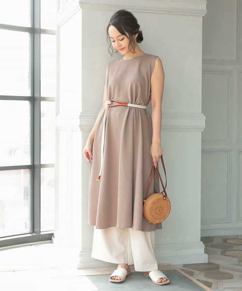 KOBE LETTUCE（コウベレタス）の「サーマル素材ノースリーブカットフレアワンピース（ワンピース・レディース・オフホワイト/ベージュ/ピンク/オレンジ/カーキ/ブラウン/ブラック・FREE）」の10枚目の写真