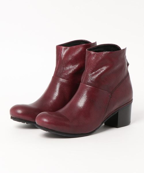 yuko imanishi+｜キップレザー バックジップ ショート ブーツ