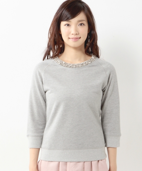 Jewel Changes(ジュエルチェンジズ)の「JC 裏毛 装飾付き ラグラン7分袖 3(スウェット・レディース・ブラック/グレー・フリー)」の8枚目の写真