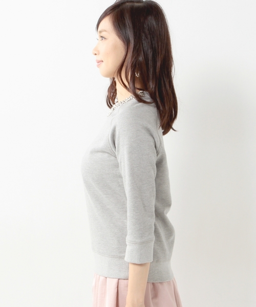 Jewel Changes(ジュエルチェンジズ)の「JC 裏毛 装飾付き ラグラン7分袖 3(スウェット・レディース・ブラック/グレー・フリー)」の9枚目の写真