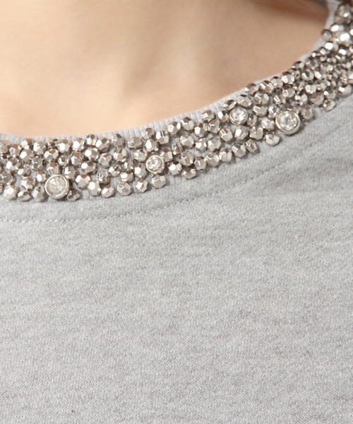 Jewel Changes(ジュエルチェンジズ)の「JC 裏毛 装飾付き ラグラン7分袖 3(スウェット・レディース・ブラック/グレー・フリー)」の5枚目の写真