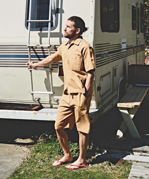 UNIVERSAL OVERALL(ユニバーサルオーバーオール)の「UNIVERSAL OVERALL × JACK & MARIE 【別注】LINEN MIX CHEF SHORTS (ユニバーサルオーバーオール ジャックアンドマリー リネンMIXシェフショーツ)(2colors)(ショーツ サンドベージュ オリーブドラブ)(その他パンツ・メンズ・サンドベージュ/オリーブドラブ・S/M/L)」の12枚目の写真