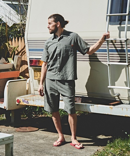 UNIVERSAL OVERALL(ユニバーサルオーバーオール)の「UNIVERSAL OVERALL × JACK & MARIE 【別注】LINEN MIX CHEF SHORTS (ユニバーサルオーバーオール ジャックアンドマリー リネンMIXシェフショーツ)(2colors)(ショーツ サンドベージュ オリーブドラブ)(その他パンツ・メンズ・サンドベージュ/オリーブドラブ・S/M/L)」の15枚目の写真