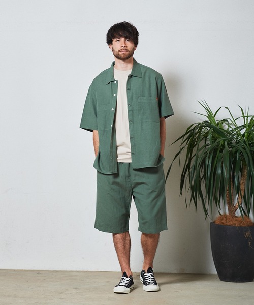 UNIVERSAL OVERALL(ユニバーサルオーバーオール)の「UNIVERSAL OVERALL × JACK & MARIE 【別注】LINEN MIX CHEF SHORTS (ユニバーサルオーバーオール ジャックアンドマリー リネンMIXシェフショーツ)(2colors)(ショーツ サンドベージュ オリーブドラブ)(その他パンツ・メンズ・サンドベージュ/オリーブドラブ・S/M/L)」の14枚目の写真