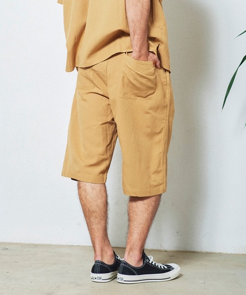 UNIVERSAL OVERALL(ユニバーサルオーバーオール)の「UNIVERSAL OVERALL × JACK & MARIE 【別注】LINEN MIX CHEF SHORTS (ユニバーサルオーバーオール ジャックアンドマリー リネンMIXシェフショーツ)(2colors)(ショーツ サンドベージュ オリーブドラブ)(その他パンツ・メンズ・サンドベージュ/オリーブドラブ・S/M/L)」の21枚目の写真