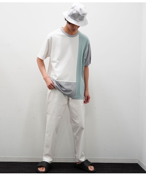 JUNRED（ジュンレッド）の「バックメッシュポンチブロック切替Tシャツ（Tシャツ/カットソー・メンズ・ベージュ/ブルー系その他4・S/M/L）」の4枚目の写真