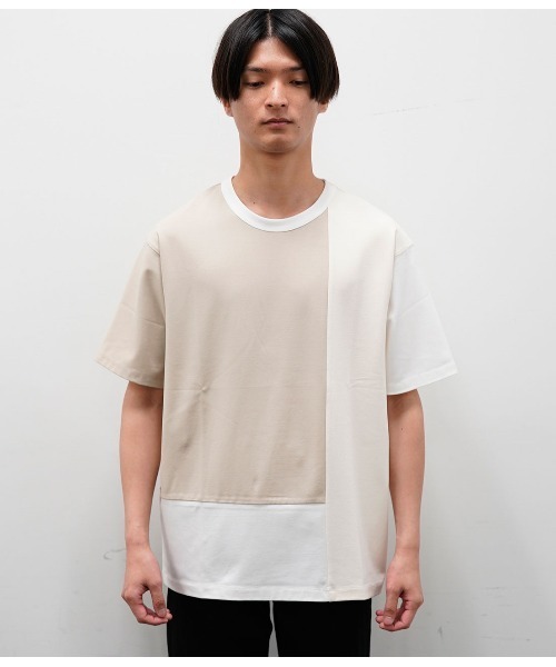 JUNRED（ジュンレッド）の「バックメッシュポンチブロック切替Tシャツ（Tシャツ/カットソー・メンズ・ベージュ/ブルー系その他4・S/M/L）」の8枚目の写真