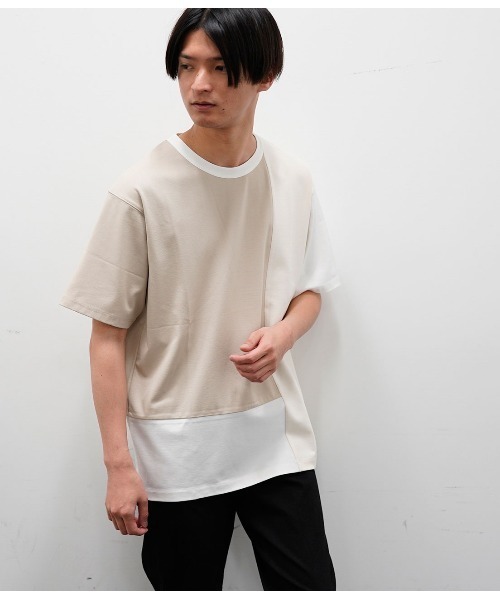 JUNRED（ジュンレッド）の「バックメッシュポンチブロック切替Tシャツ（Tシャツ/カットソー・メンズ・ベージュ/ブルー系その他4・S/M/L）」の7枚目の写真