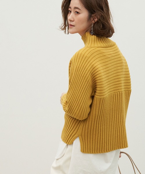 ROPE' PICNIC(ロペピクニック)の「【ドラマ着用】【静電気防止】リブ切替プルオーバー(ニット/セーター・レディース・オリーブ/キナリ/ブルー/ブラック/ピンク系その他2/マスタード/グリーン系その他・40/38)」の6枚目の写真