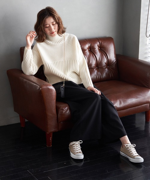 ROPE' PICNIC(ロペピクニック)の「【ドラマ着用】【静電気防止】リブ切替プルオーバー(ニット/セーター・レディース・オリーブ/キナリ/ブルー/ブラック/ピンク系その他2/マスタード/グリーン系その他・40/38)」の14枚目の写真